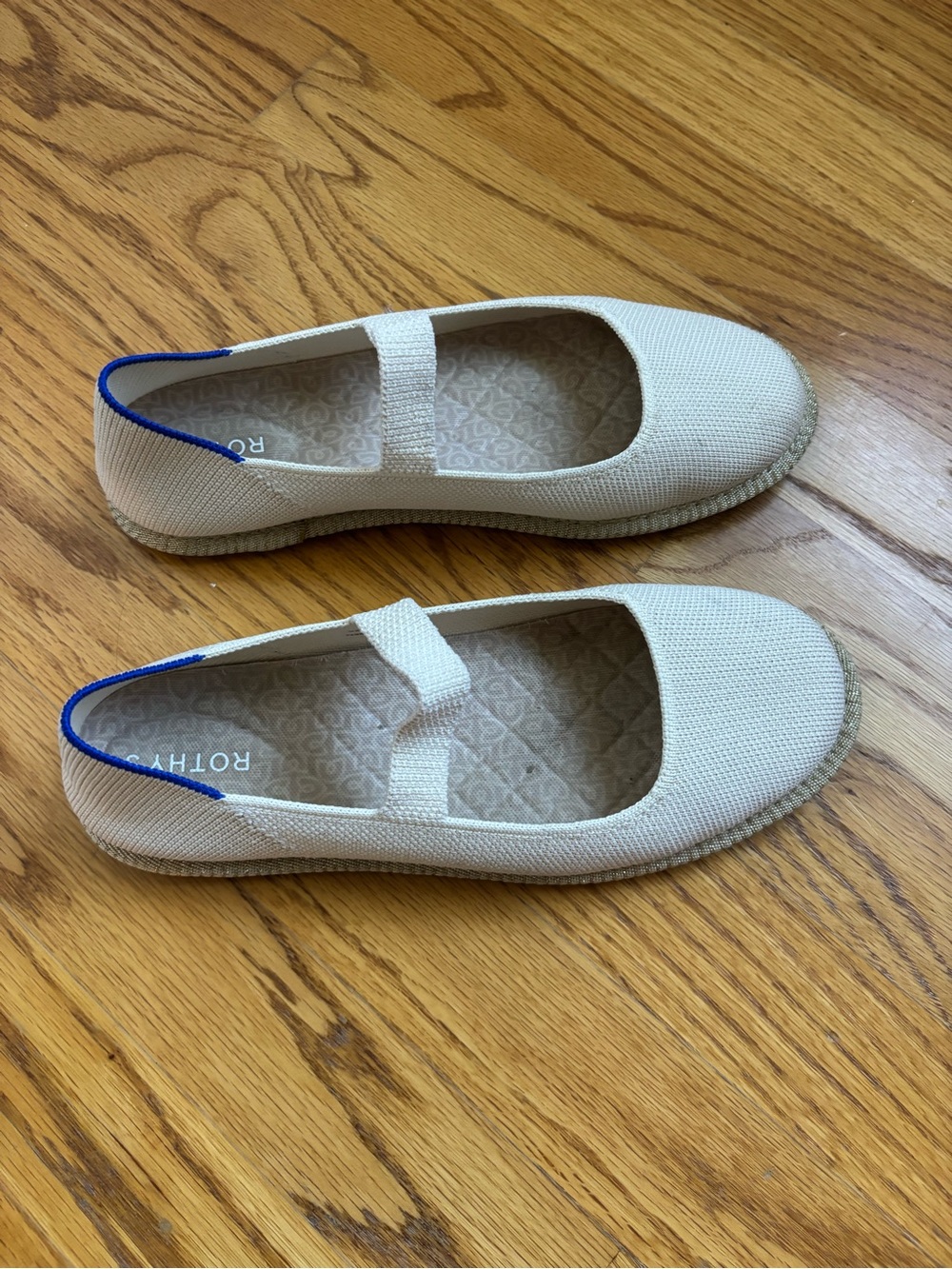 Rothy's Mary Jane Flats with Blue Heel Trim